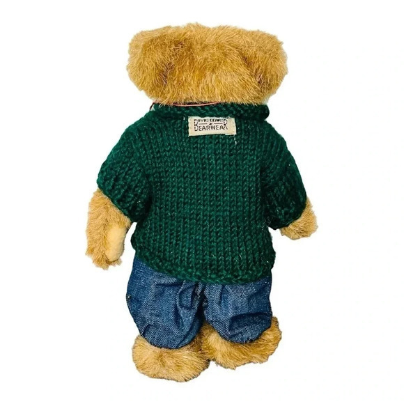 Boyds Bears Edmund T Bear Fall 1996 Green Sweater Jeans Overalls 10" NWT - Picture 2 of 10
